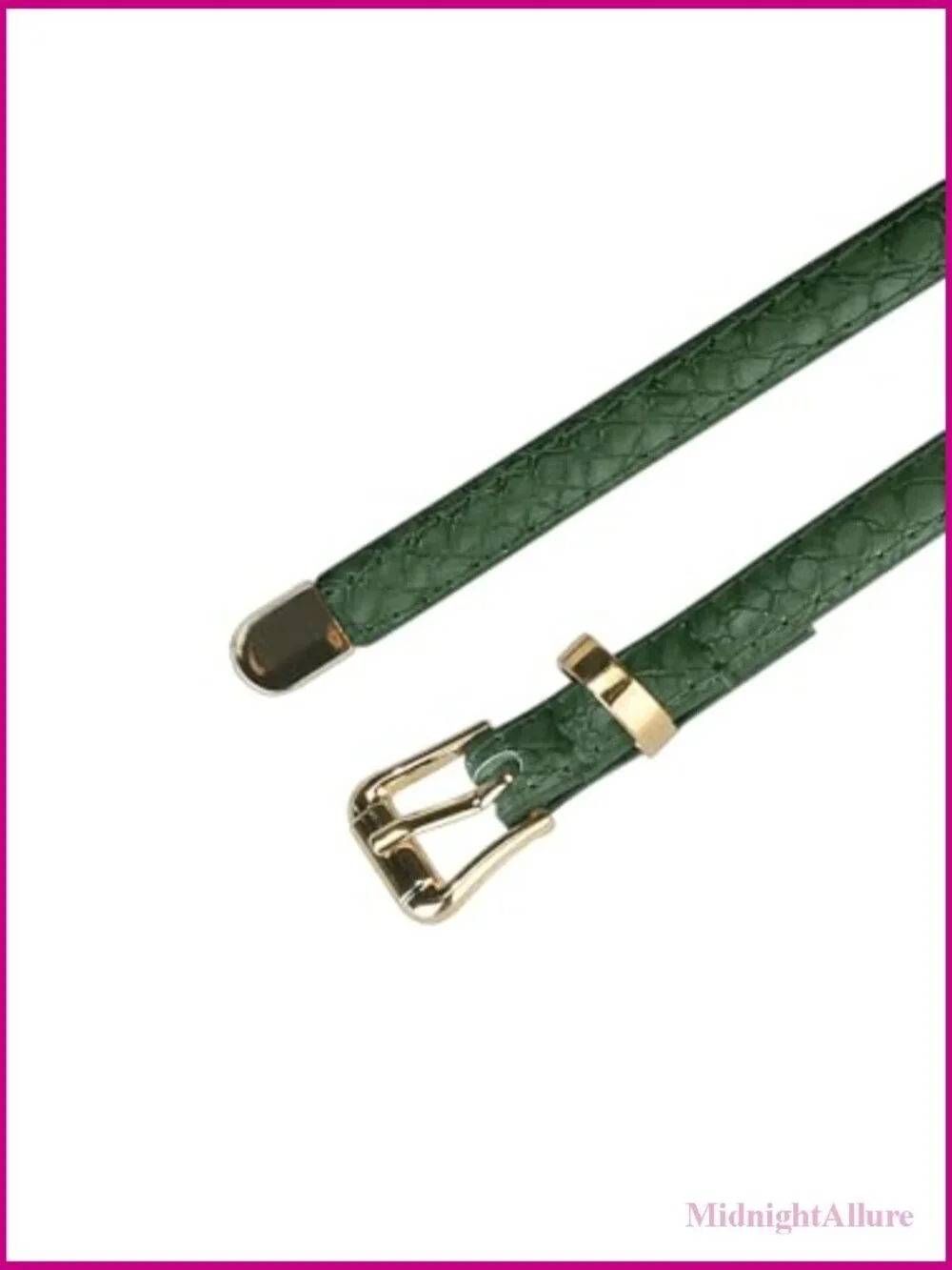 Women's Skinny Embossed Faux Leather Belt with Alloy Buckle